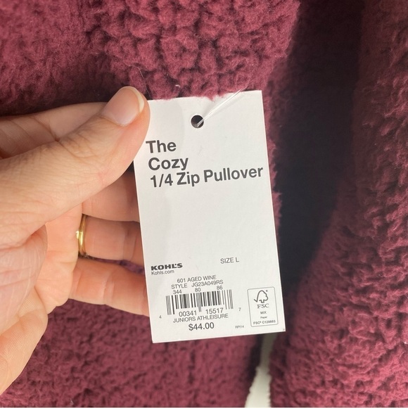 SO The Comfy Cozy 1/4 Zip Up Pullover Chunky Sweatshirt Maroon Size Large (NWT) - Picture 4 of 6
